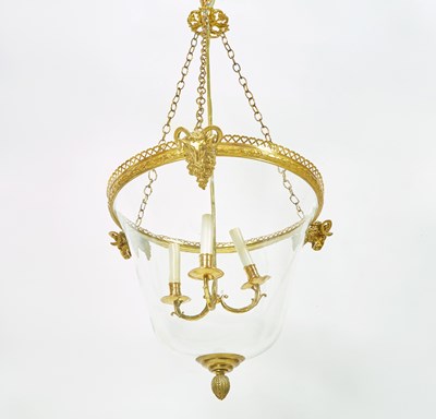 Lot 485 - An Empire-Style Gilt-Bronze Mounted Glass Three-Light Hall-Lantern