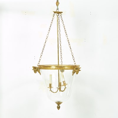 Lot 485 - An Empire-Style Gilt-Bronze Mounted Glass Three-Light Hall-Lantern