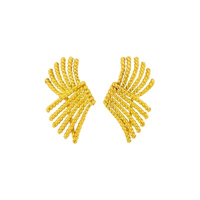 Lot 1 - Tiffany & Co., Schlumberger Pair of Gold 'V-Rope' Earrings