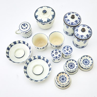 Lot 497 - Group of Thirteen Saint Cloud Blue and White Soft Paste Porcelain Table Articles