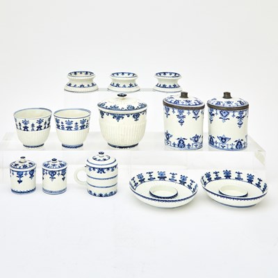 Lot 497 - Group of Thirteen Saint Cloud Blue and White Soft Paste Porcelain Table Articles