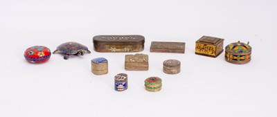 Lot 7 - Group of Enamel and Brass Pill Boxes