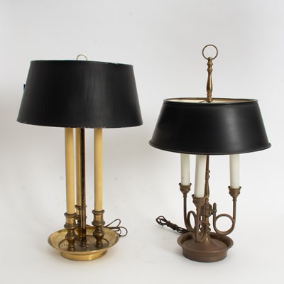 Lot 10 - Two Brass Three-Light Bouillotte Lamps