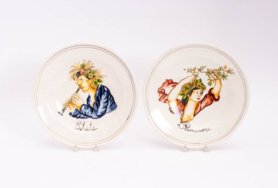 Lot 12 - Two Italian Hand Painted Ceramic Chargers