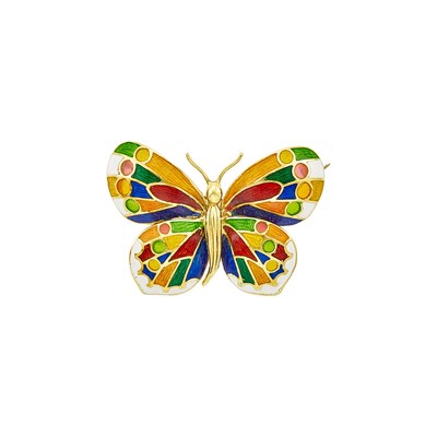 Lot 1208 - Gold and Enamel Butterfly Brooch