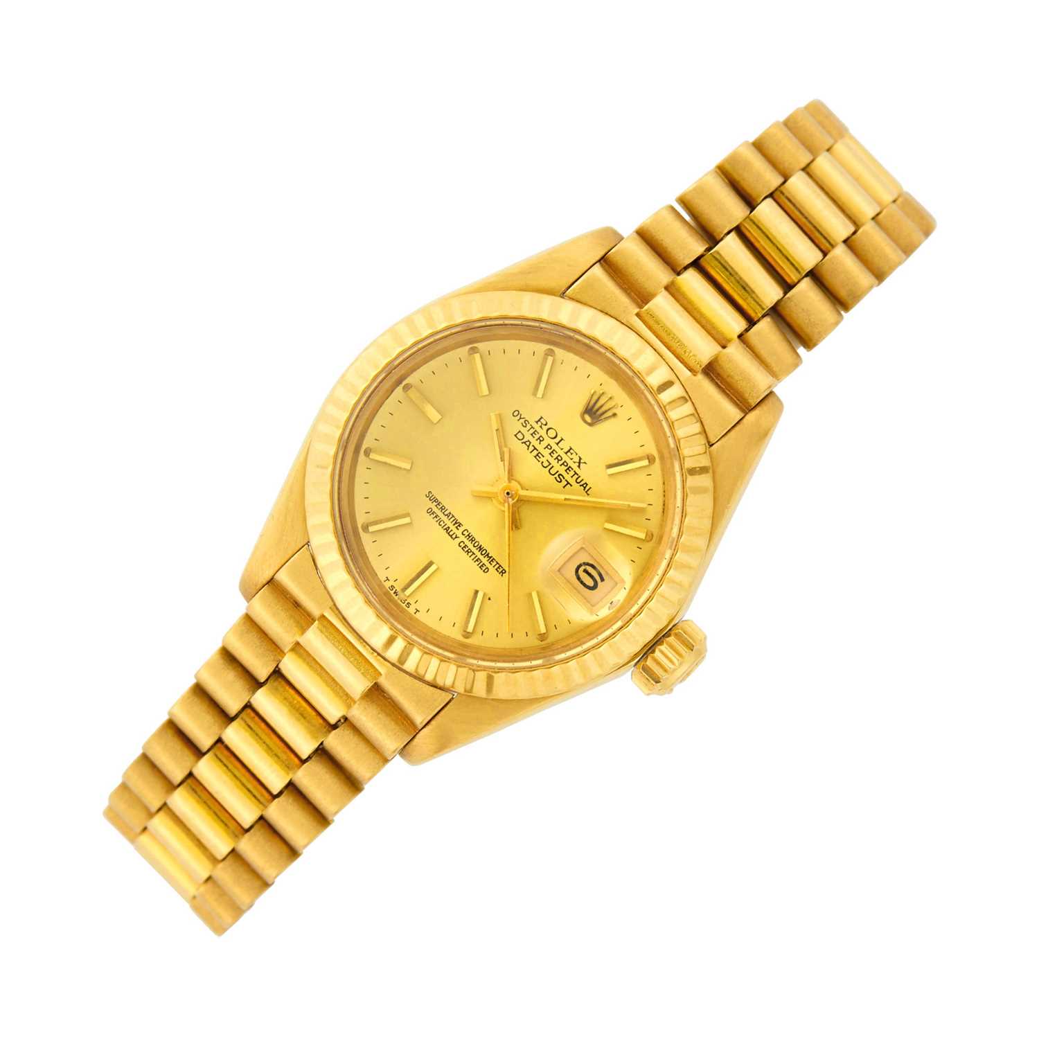 Lot 1087 - Rolex Gold 'Datejust' Wristwatch, Ref. 6917