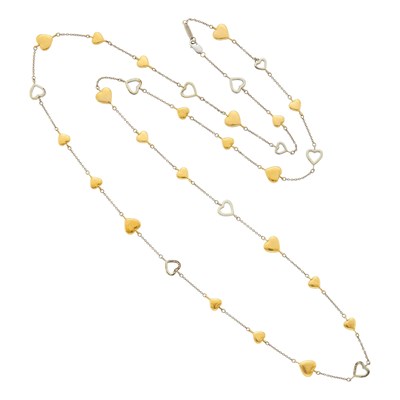 Lot 91 - Tiffany & Co. Long Two-Color Gold Heart Chain Necklace