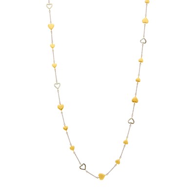 Lot 91 - Tiffany & Co. Long Two-Color Gold Heart Chain Necklace