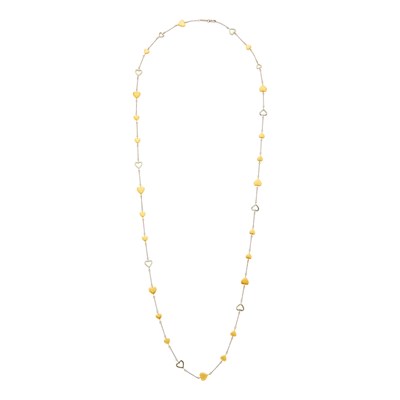 Lot 91 - Tiffany & Co. Long Two-Color Gold Heart Chain Necklace