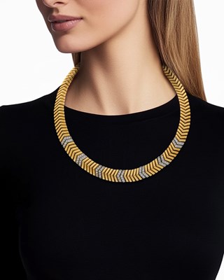 Lot 5 - Two-Color Gold and Diamond Necklace