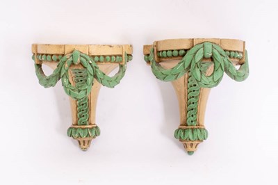 Lot 18 - Pair of Carved Painted Wall Brackets