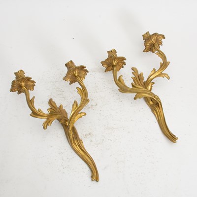 Lot 21 - Pair of Gilt Metal Two-Light Sconces