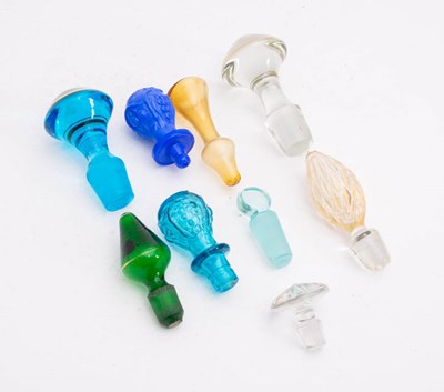 Lot 26 - Group of Ten Colored Glass Decanter Stoppers