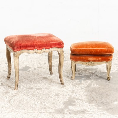 Lot 42 - Two Louis Style Painted Upholstered Stools