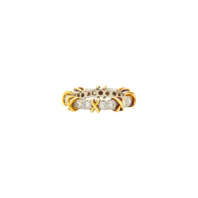 Lot 1028 - Platinum, Gold and Diamond Band Ring