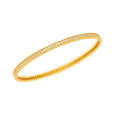 Lot 141 - Cartier Gold and Diamond Bangle Bracelet