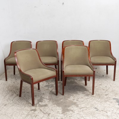 Lot 46 - Set of Six Ward Bennett Cherrywood Upholstered Dining Chairs