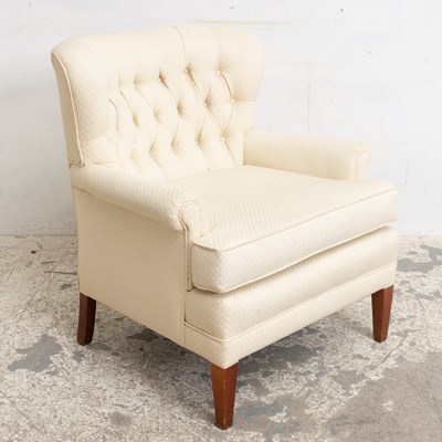 Lot 52 - Cream Scallop Pattern Upholstered Lounge Chair