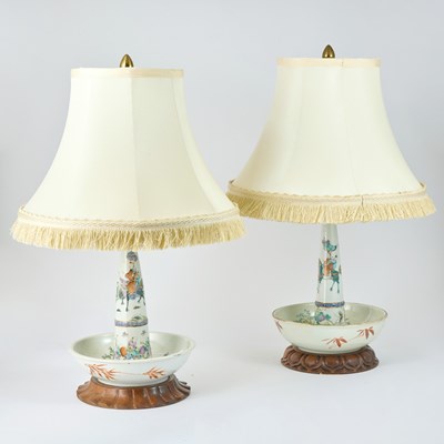 Lot 14 - Pair of Chinese Porcelain Candlesticks