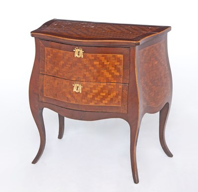 Lot 68 - Continental Louis XV Style Parquetry Inlaid Mahogany and Fruitwood Commode