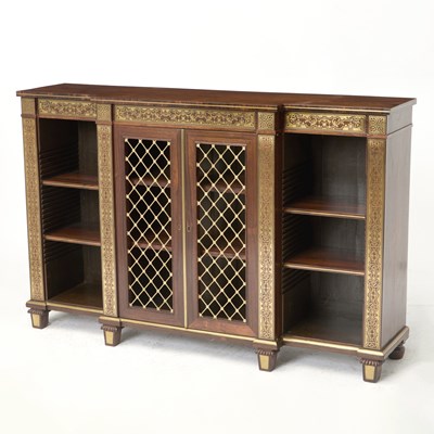 Lot Regency Brass-Inlaid Rosewood Side Cabinet, attributed to Gillows