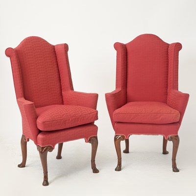 Lot Pair of George I Walnut Wing Chairs