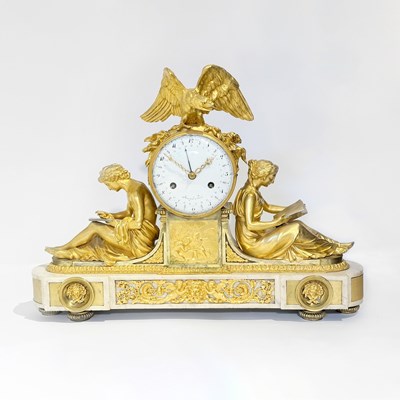 Lot 155 - Louis XVI Ormolu and Marble Allegorical Figural Mantel Clock