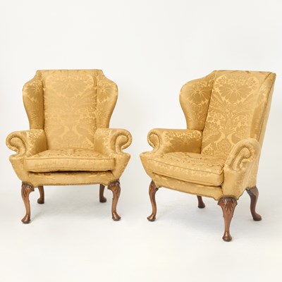 Lot 70 - Pair of George I Style Walnut Wing Chairs