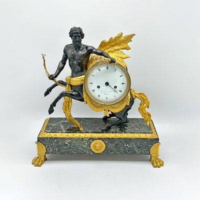 Lot 141 - Empire Gilt and Patinated Bronze and Marble Mantel Clock