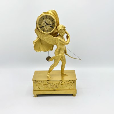 Lot 213 - Empire Gilt-Bronze Figural Mantel Clock of Cupid