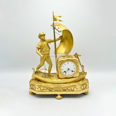 Lot 165 - Directoire Gilt-Bronze Figural Mantel Clock