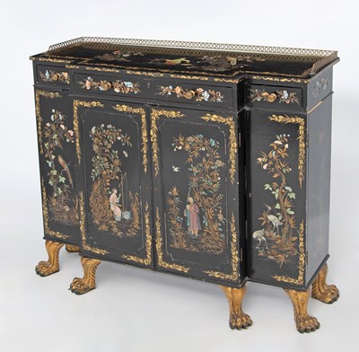 Lot Regency Style Ebonized and Chinoiserie Decorated Cabinet