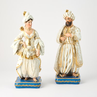 Lot 198 - Pair of Paris Porcelain Figural Scent Bottles and Stoppers