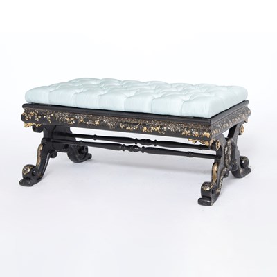 Lot 93 - Victorian Gilt and Mother-of-Pearl Inlaid Bench