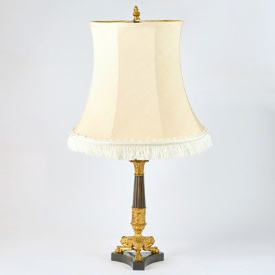 Lot 57 - Charles X Style Gilt and Patinated Bronze Candlestick Mounted as a Table Lamp