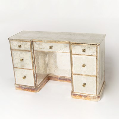 Lot 316 - French Silvered Wood and Eglomise Desk