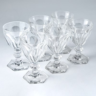 Lot 569 - Set of Twenty-Four Baccarat Blown Glass "Harcourt-Versailles Cut " Pattern Red Wine Glasses