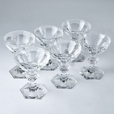 Lot 570 - Set of Twenty-Four Baccarat Blown Glass "Harcourt-Versailles Cut" Pattern Champagne Coupes