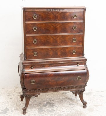 Lot 81 - Continental Style Mahogany Veneered Highboy