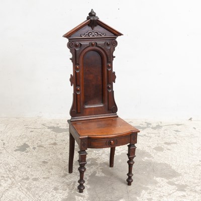 Lot 95 - Renaissance Revival Carved Walnut Hall Chair