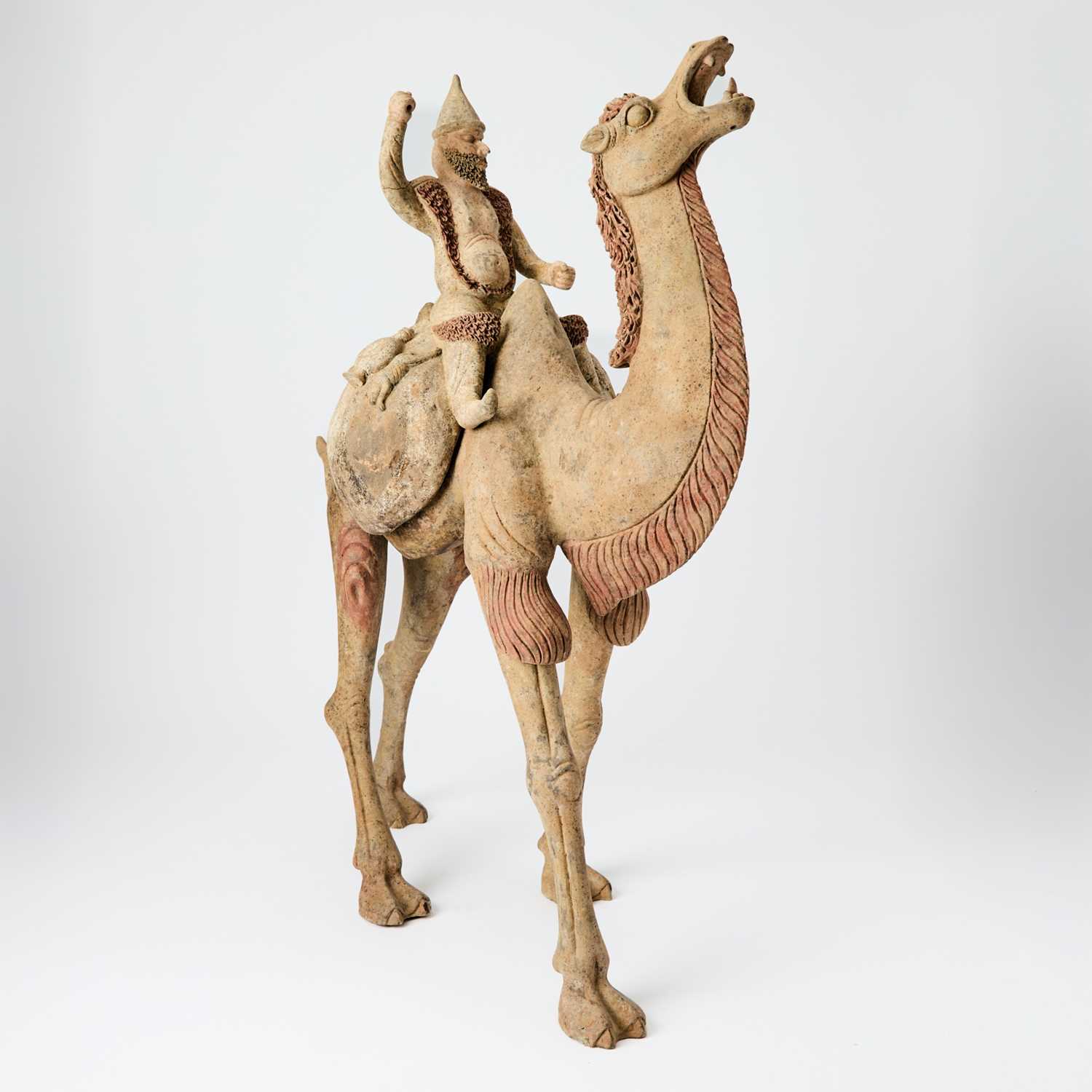 Lot 503 - A Chinese Pottery Figure of a Standing Camel and Rider