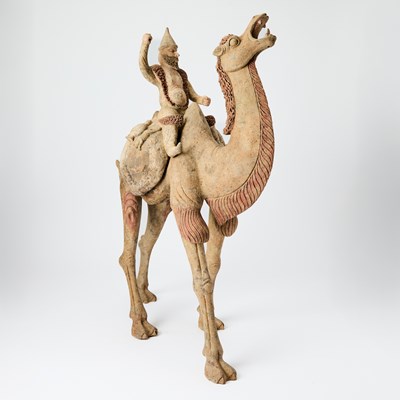 Lot 503 - A Chinese Pottery Figure of a Standing Camel and Rider