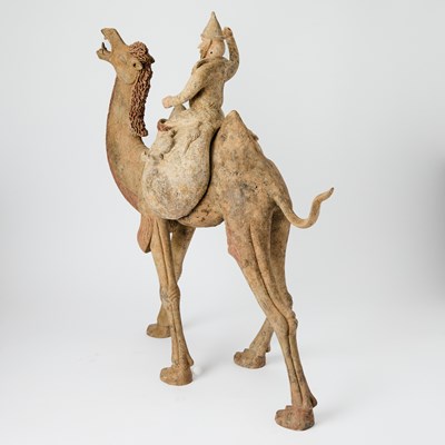 Lot 503 - A Chinese Pottery Figure of a Standing Camel and Rider