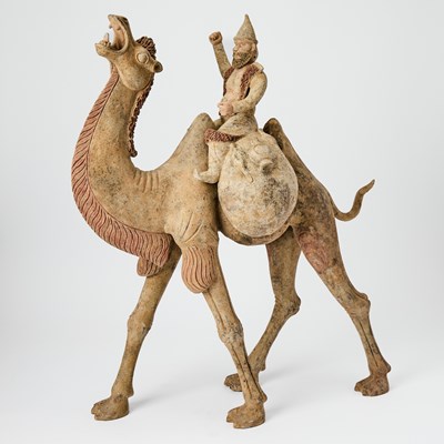 Lot 503 - A Chinese Pottery Figure of a Standing Camel and Rider
