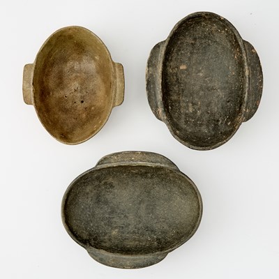 Lot 513 - Three Chinese Glazed Pottery Earcups