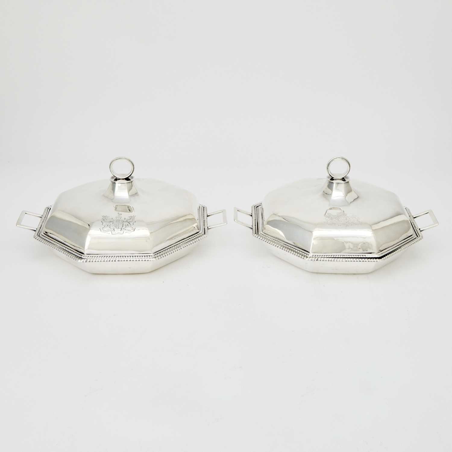 Lot 201 - Pair of George III Sterling Silver Octagonal Covered Entree Dishes