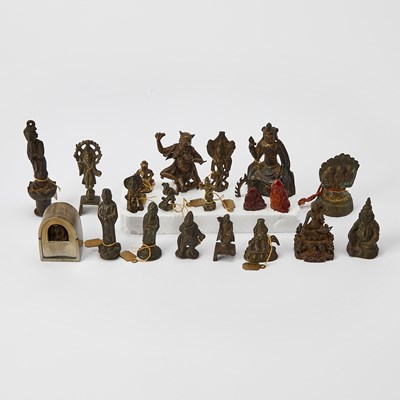 Lot 616 - A Group of Chinese and Himalayan Miniature Bronze Votive Figures