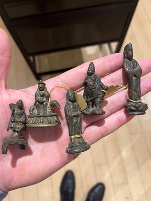 Lot 616 - A Group of Chinese and Himalayan Miniature Bronze Votive Figures