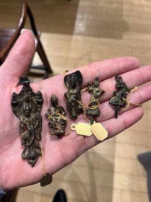 Lot 616 - A Group of Chinese and Himalayan Miniature Bronze Votive Figures