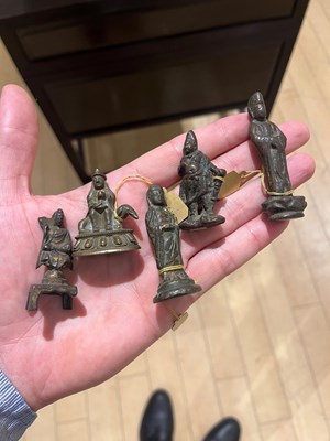 Lot 616 - A Group of Chinese and Himalayan Miniature Bronze Votive Figures